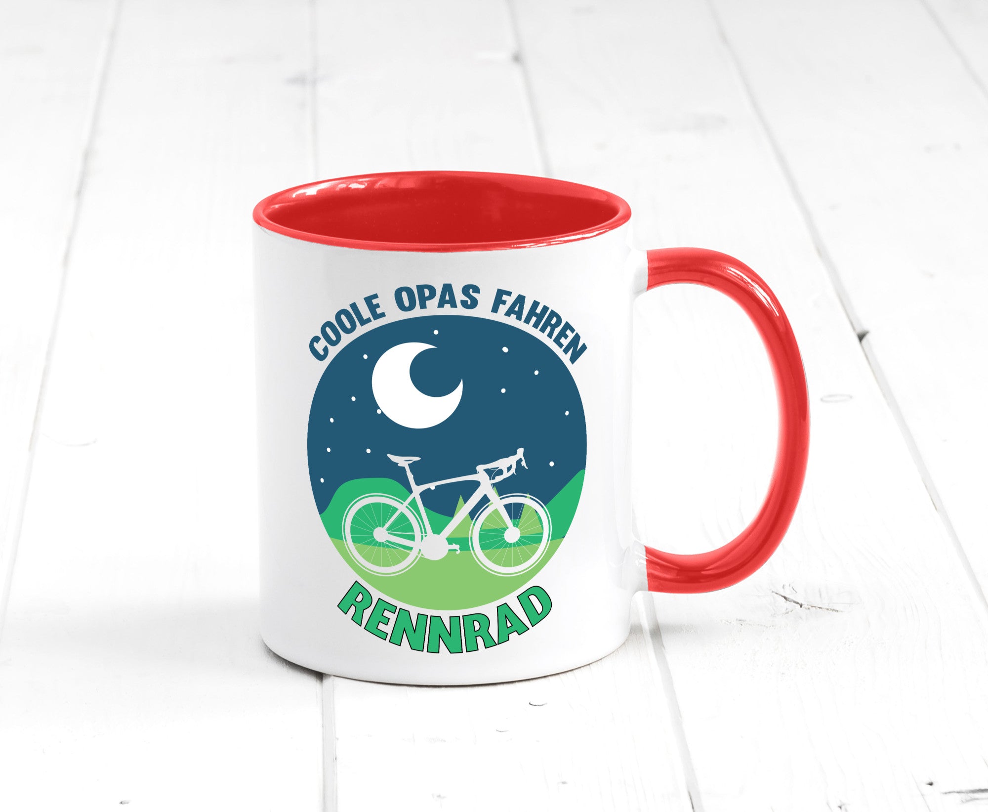 Coole Opas fahren Rennrad | Mond Landschaft Geschenk Familie Geschenkidee
