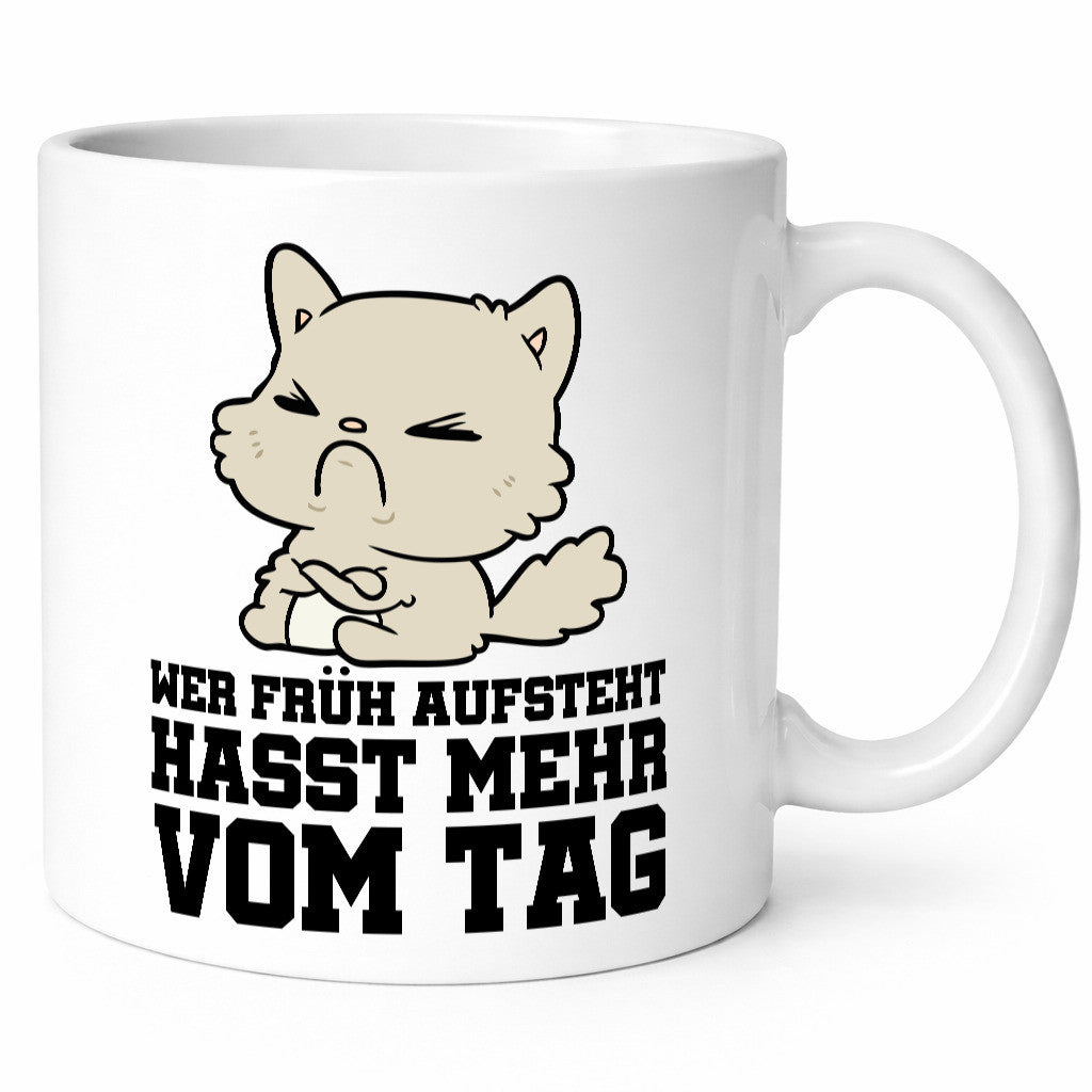 Frühaufsteher Katze lustig Tierliebhaber Humor Geschenk Tasse