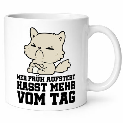 Frühaufsteher Katze lustig Tierliebhaber Humor Geschenk Tasse