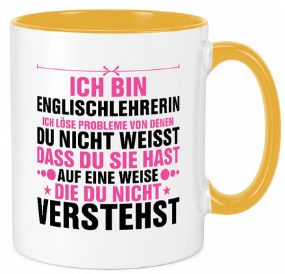 Löse Probleme: Englischlehrerin | Englisch Lehrerin Geschenk Humor Geschenkidee Tasse