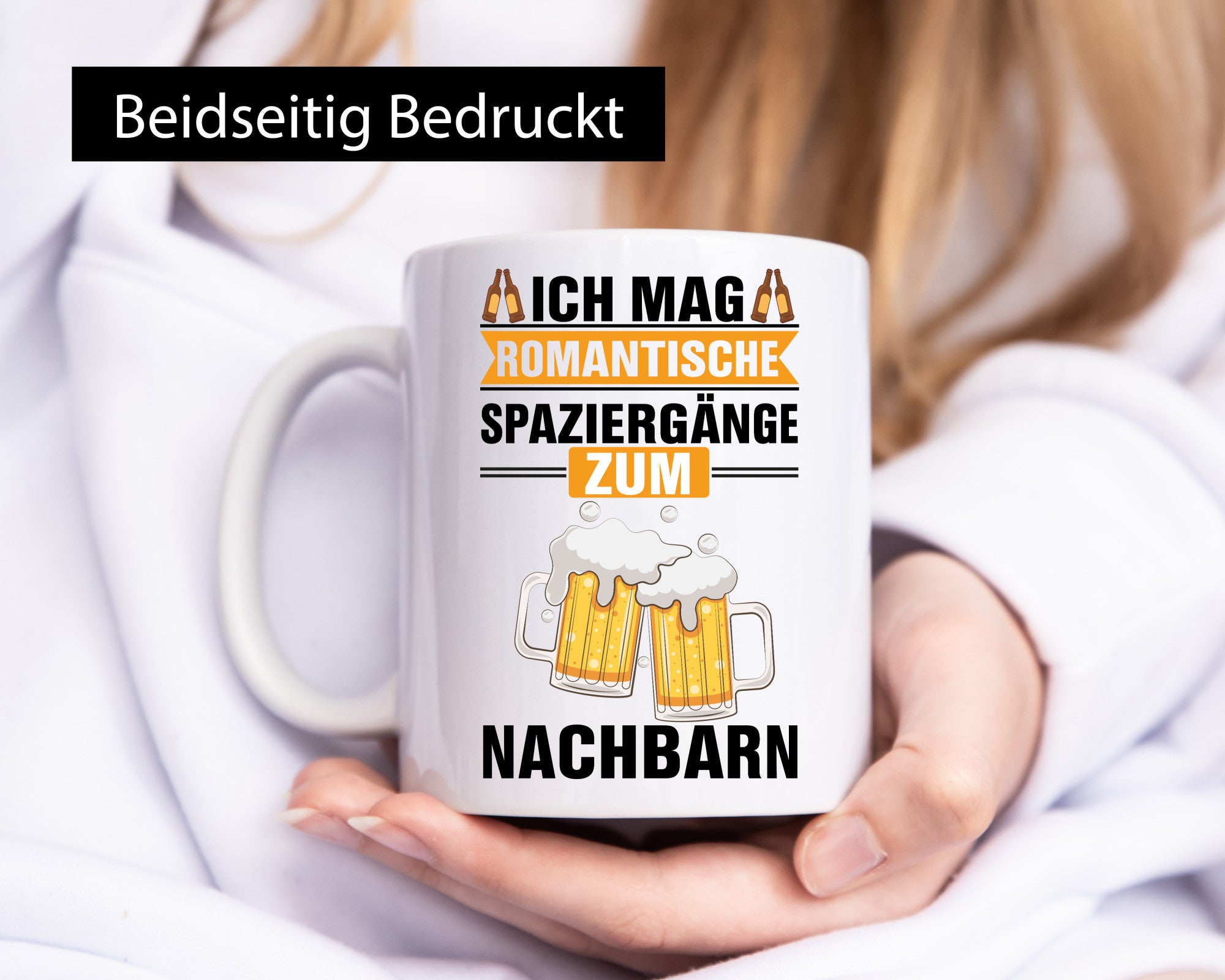 Romantische Spaziergänge zum Nachbarn | Bier lustiger Spruch Geschenk Familie