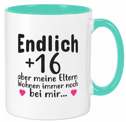Endlich 16 | Geburtstag Tasse Spruch Mädchen Geschenkidee Humor