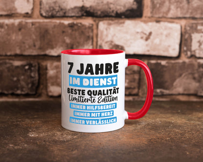 7 Jahre im Dienst | Jubiläum Arbeit v6 lustig Kollegen Büro Geschenk Tasse