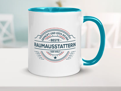 Geprüft und sicher: Raumausstatterin | Wohn Ausstatterin Humor Geschenkidee