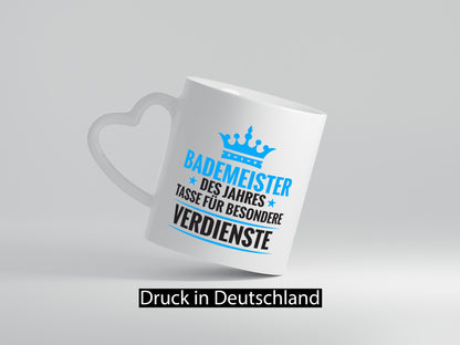 Besonderer Verdienst: Bademeister | Rettungsschwimmer Humor Geschenkidee Tasse