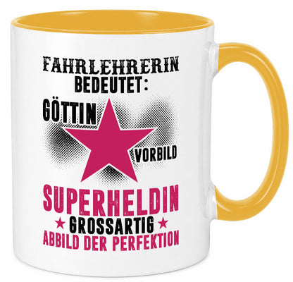 Bedeutung von Fahrlehrerin| Fahrschule lustiger Spruch Geschenk Humor Tasse