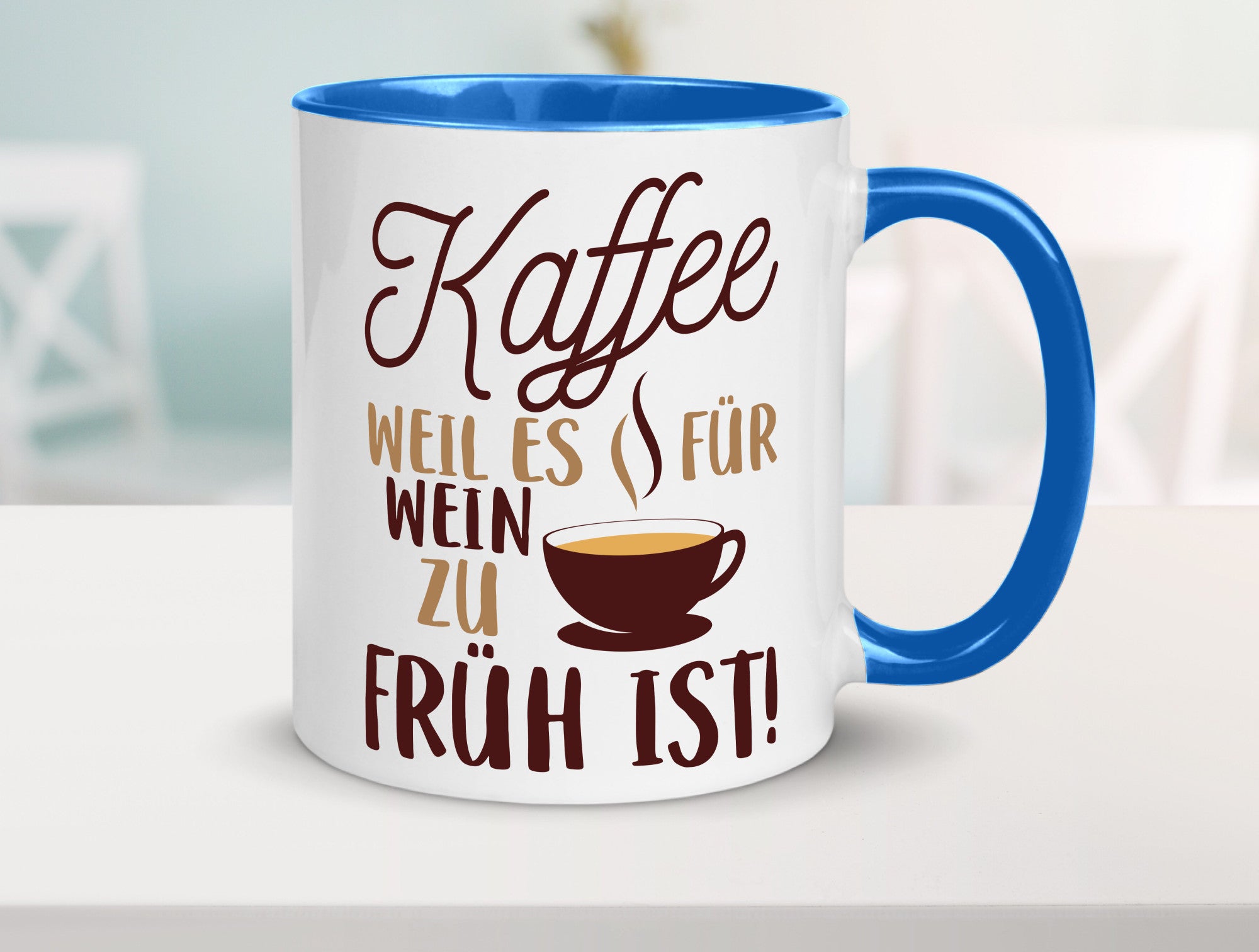 Weil es für Wein zu früh ist | Kaffeetrinker Herzschlag Humor Geschenkidee Tasse