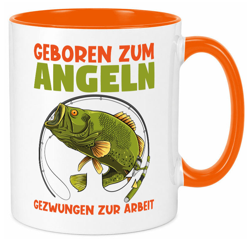Geboren zum Angeln | Angler Tasse Fischer Spruch Humor Geschenkidee