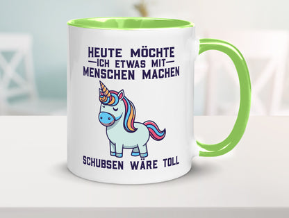 Heute möchte ich Menschen schubsen | Einhorn v2 Geschenk Humor Geschenkidee