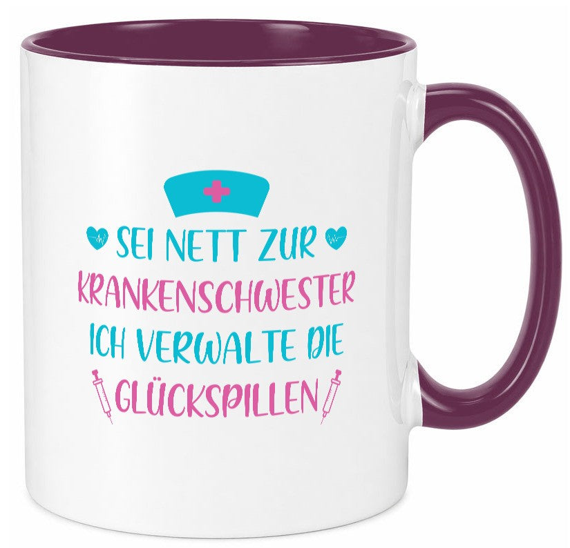 Krankenschwester verwaltet Glückspille | Herzschlag |Spritze lustig Humor Tasse