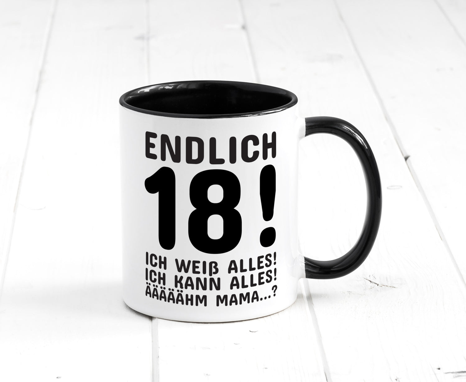 Endlich 18 | Geburtstag Tasse volljährig Erwachsen lustig Geschenkidee Geschenk