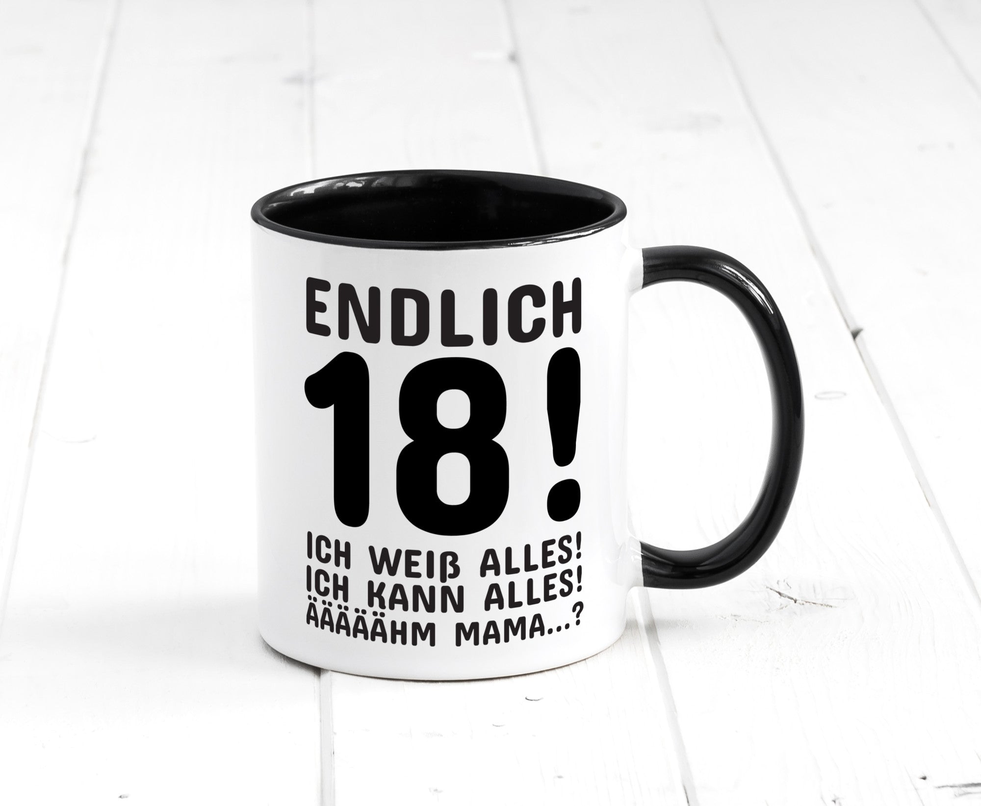 Endlich 18 | Geburtstag Tasse volljährig Erwachsen lustig Geschenkidee Geschenk