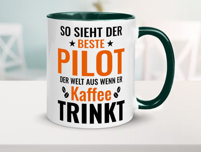 Kaffee trinkt: Pilot | Flugzeug Piloten lustiger Spruch Geschenk Humor