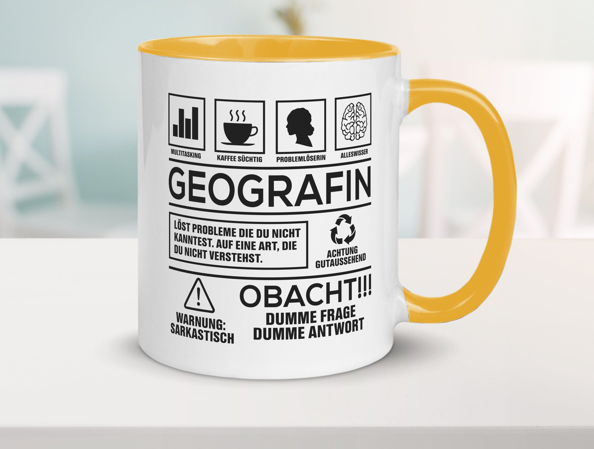 Achtung Probleme Geografin | Geografie Geschenkidee Humor Tasse