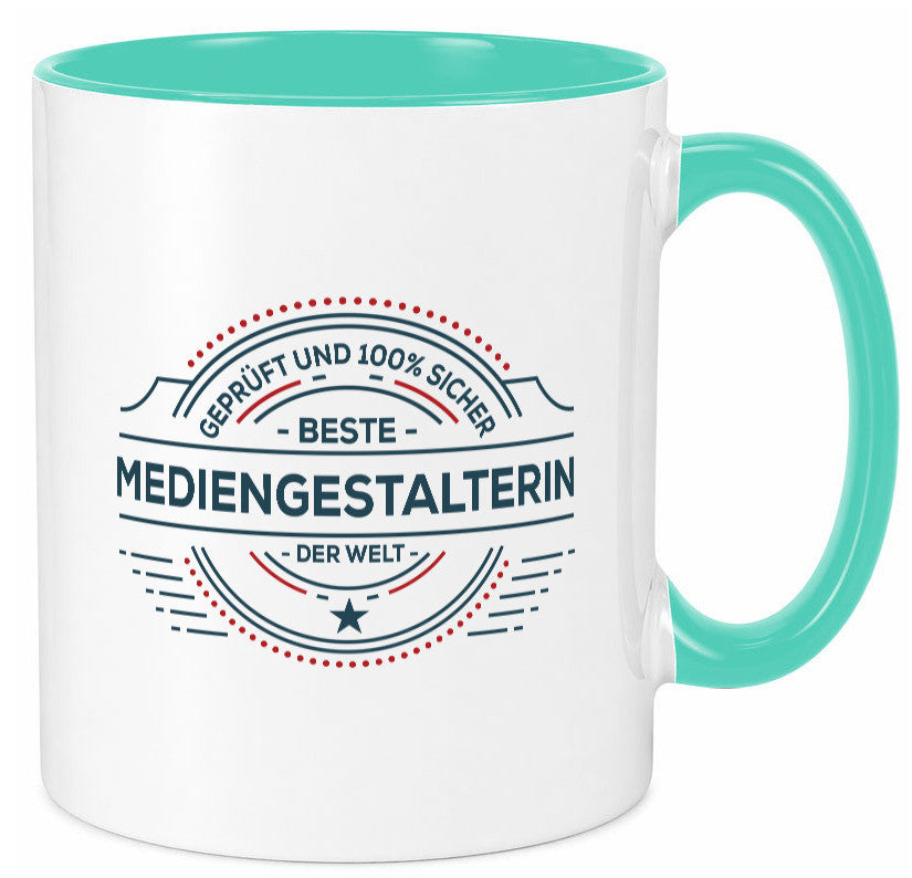 Geprüft und sicher: Mediengestalterin | Medien lustiger Spruch Geschenk Humor