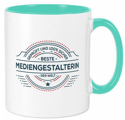 Geprüft und sicher: Mediengestalterin | Medien lustiger Spruch Geschenk Humor
