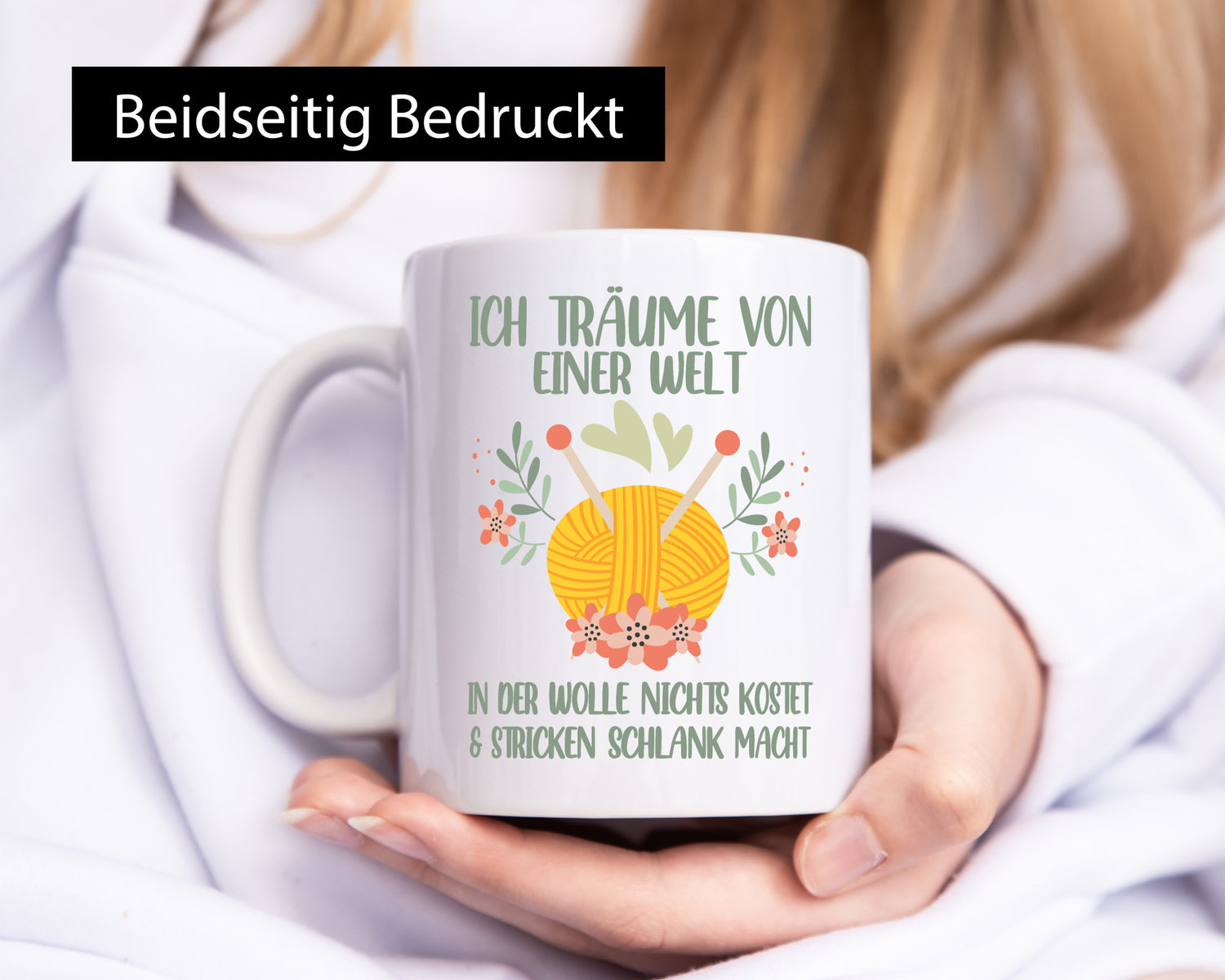 Träume von Wolle die nichts kostet | Wollknäuel Blümchen Geschenk Humor