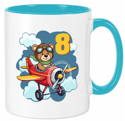 8. Geburtstag | 8 Jahre Kinder Pilot Flugzeug lustig Geschenkidee Geschenk Tasse