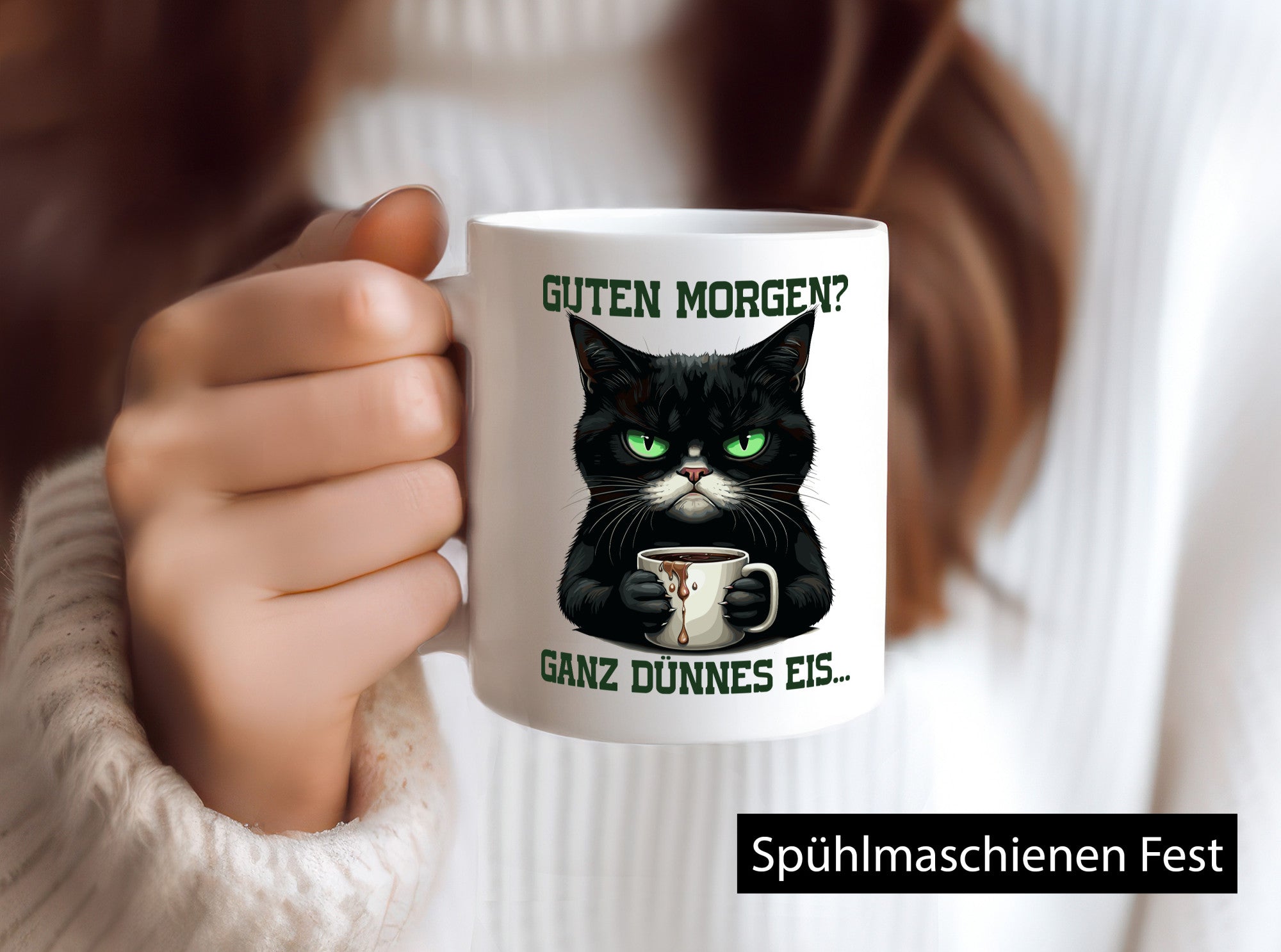 Guten Morgen ganz dünnes Eis | Böse Katze lustig Tierliebhaber Humor Geschenk