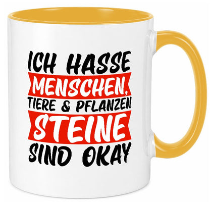 Ich hasse Menschen | Steine Sarkasmus witziger Spruch lustig Humor Geschenkidee Tasse