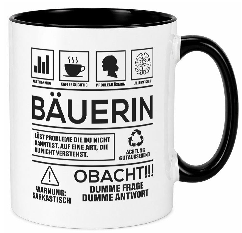 Achtung Probleme Bäuerin | Bauernhof Landwirtschaft Geschenk Humor Geschenkidee Tasse