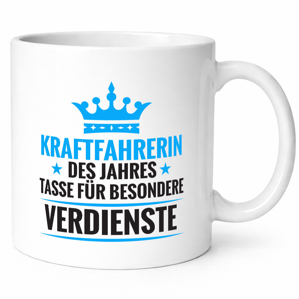 Besonderer Verdienst: Kraftfahrerin | Lastwagen LKW Humor Geschenkidee Tasse