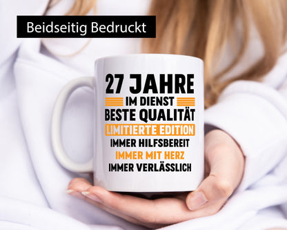 27 Jahre im Dienst | Jubiläum Arbeit v2 lustig Kollegen Büro Geschenk Tasse