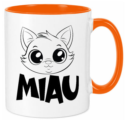 Miau | Katze Geschenkidee Tierliebhaber Humor Tasse
