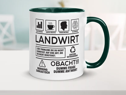 Achtung Probleme Landwirt | Bauer Landwirtschaft Geschenkidee Humor Tasse