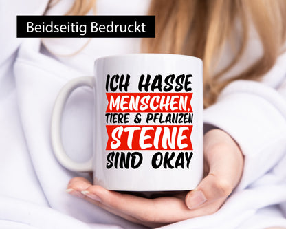 Ich hasse Menschen | Steine Sarkasmus witziger Spruch lustig Humor Geschenkidee