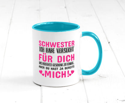Schwester Tasse | lustiger Spruch Geschwisterliebe v2 Humor Geschenkidee
