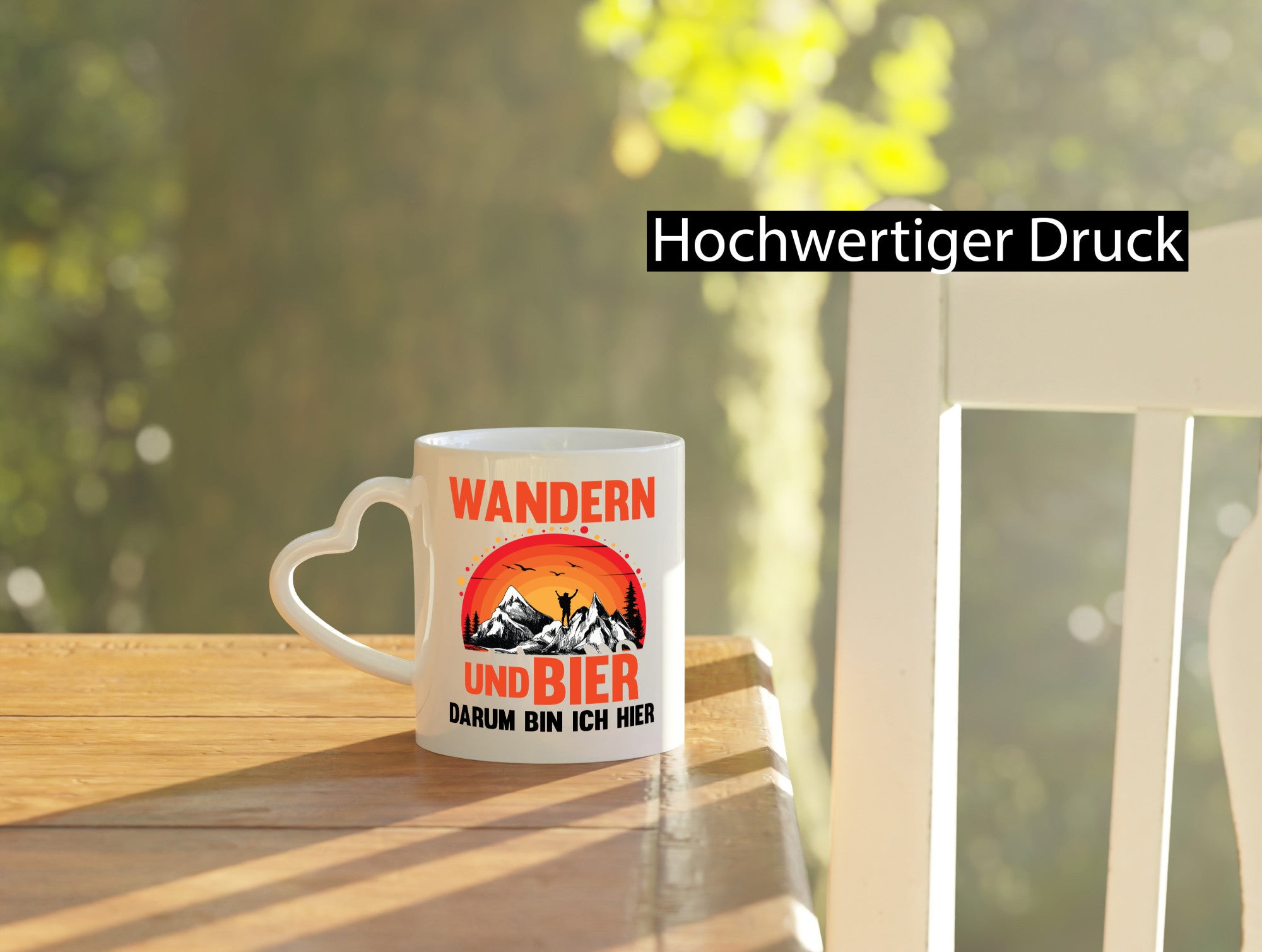 Wandern und Bier darum bin ich hier | lustiger Spruch Geschenk Humor