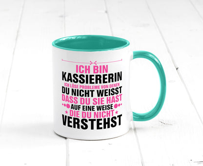Löse Probleme: Kassiererin v2 lustiger Spruch Geschenk Humor Geschenkidee Tasse