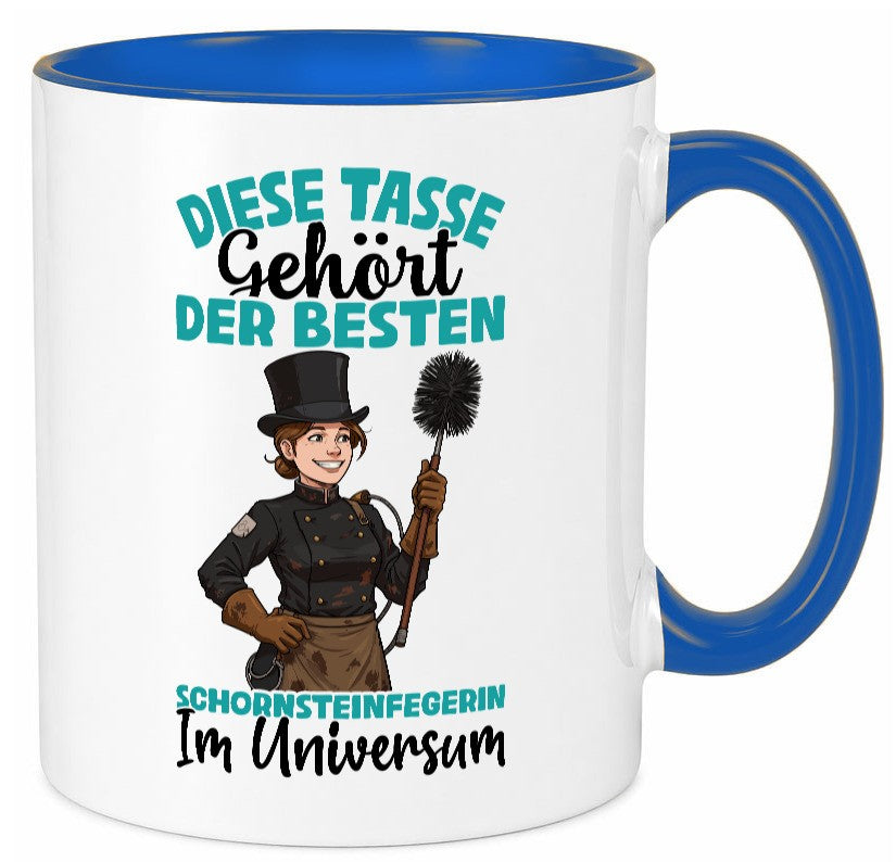 Im Universum: Schornsteinfegerin | Kaminkehrer lustiger Spruch Geschenk Humor Tasse