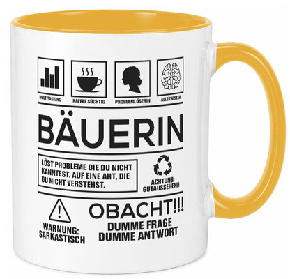 Achtung Probleme Bäuerin | Bauernhof Landwirtschaft Geschenk Humor Geschenkidee Tasse