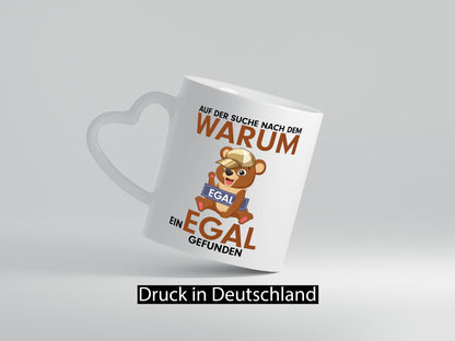 Egal gefunden | lachender Bär mit Schild Gleichgültigkeit Humor Geschenkidee