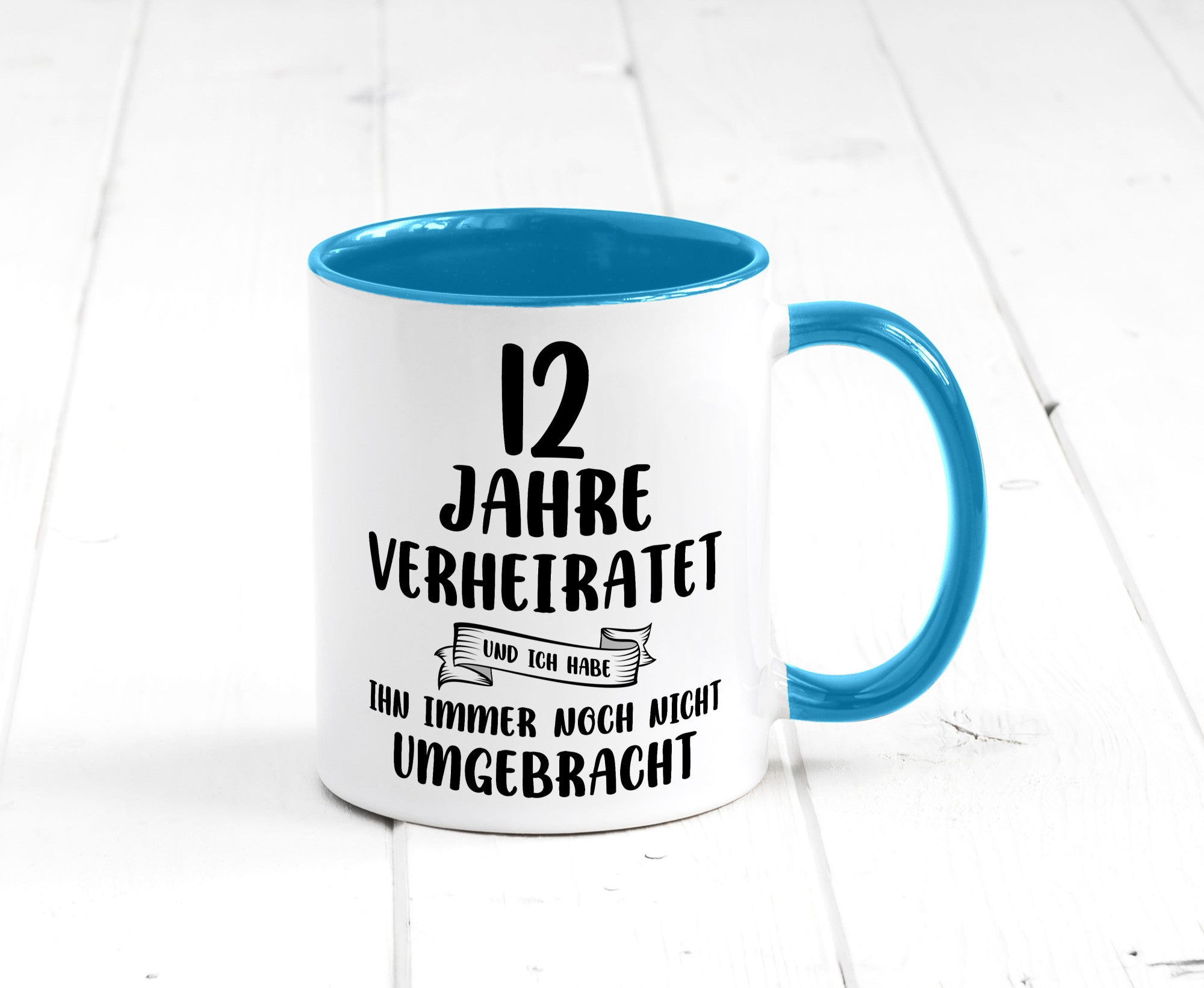 12 Jahre Verheiratet, immer noch am Leben! Geschenkidee Humor Tasse