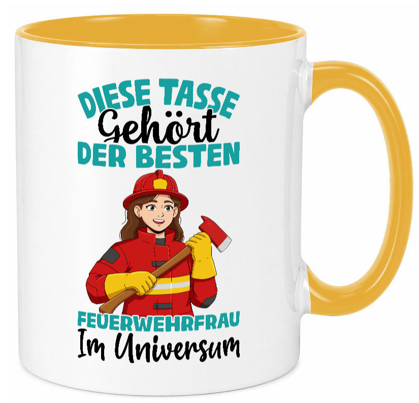 Im Universum: Feuerwehrfrau | Feuerwehr lustig Humor Geschenkidee Geschenk Tasse