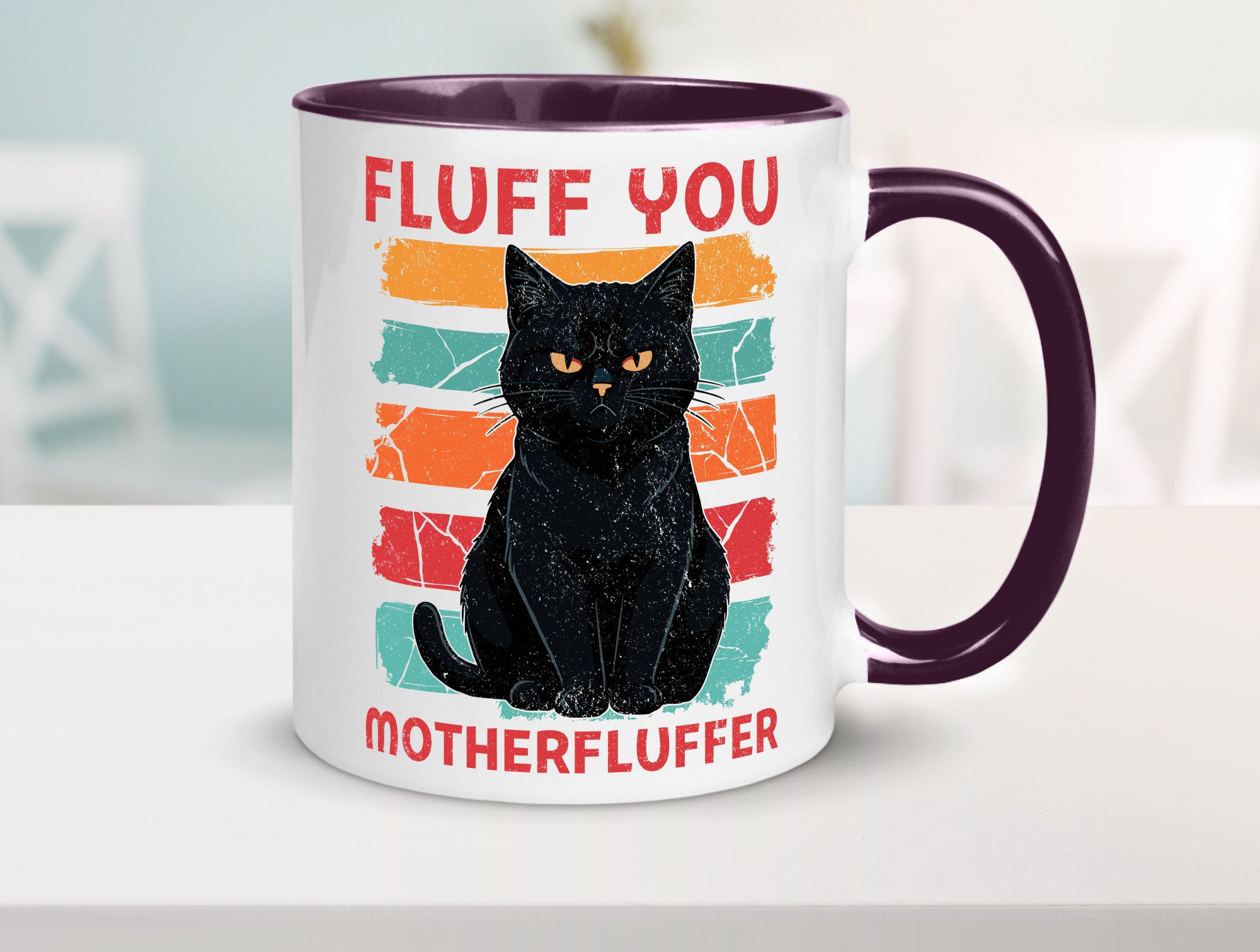Fluff you Motherfluffer | Schwarze Katze Böse Humor Tierliebhaber Geschenkidee