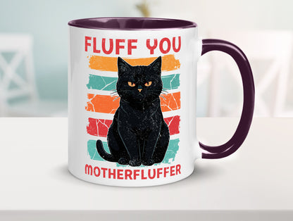 Fluff you Motherfluffer | Schwarze Katze Böse Humor Tierliebhaber Geschenkidee