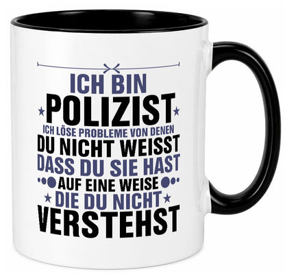 Löse Probleme: Polizist | Polizei v2 Geschenkidee Humor Tasse