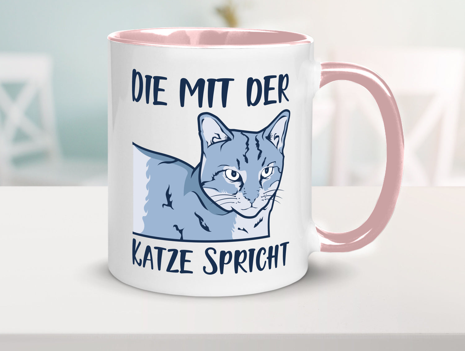 Die mit der Katze spricht | Humor Tierliebhaber Geschenkidee Tasse