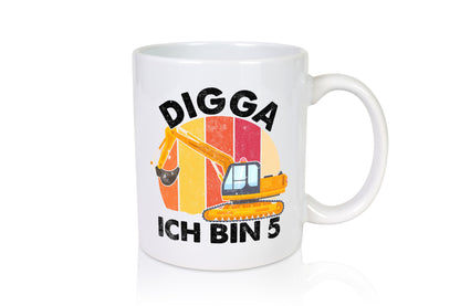 5. Geburtstag | 5 Jahre Bagger Digga lustig Geschenkidee Geschenk Tasse