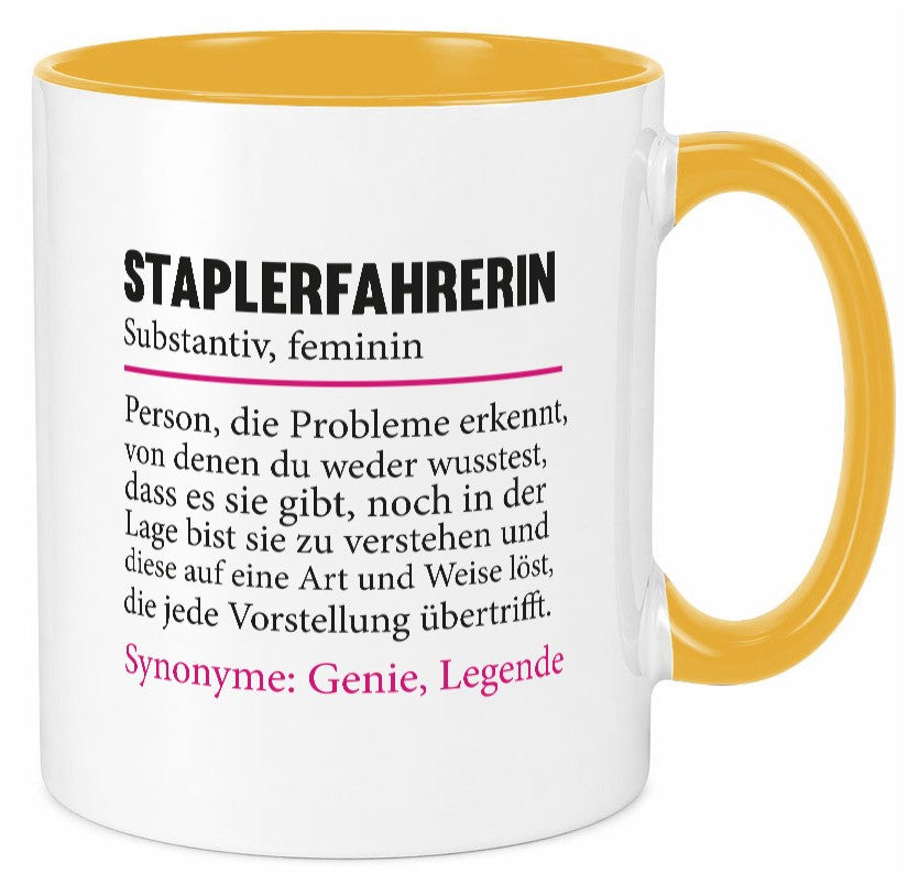 Staplerfahrerin | Gabelstapler Spruch Beruf Humor lustig Arbeit Kollegen Büro Tasse