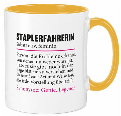 Staplerfahrerin | Gabelstapler Spruch Beruf Humor lustig Arbeit Kollegen Büro Tasse