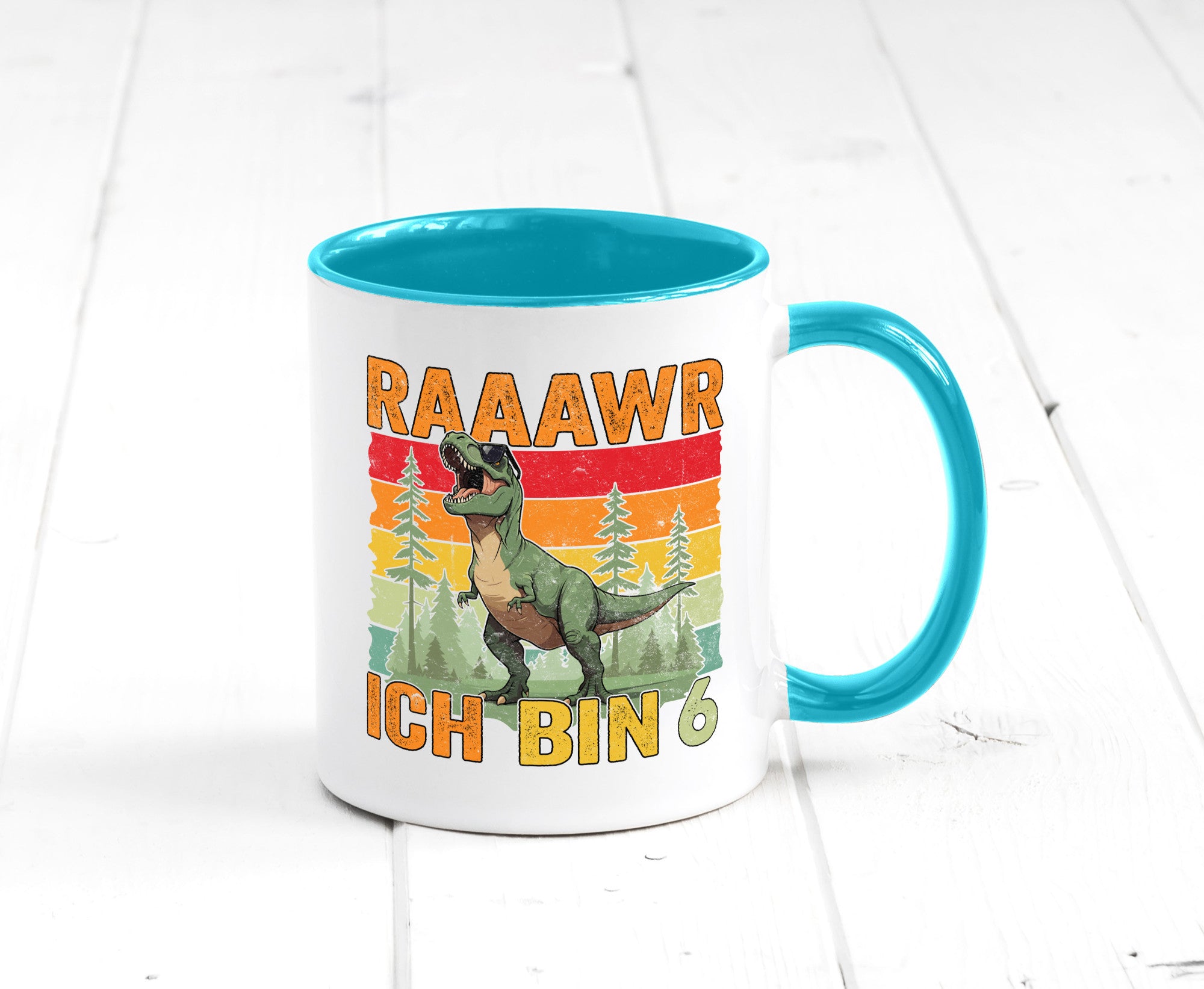 6. Geburtstag | 6 Jahre rarrrr ich bin Dinosaurier Humor Geschenkidee Tasse