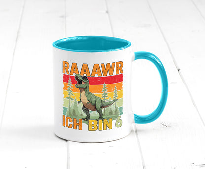 6. Geburtstag | 6 Jahre rarrrr ich bin Dinosaurier Humor Geschenkidee Tasse
