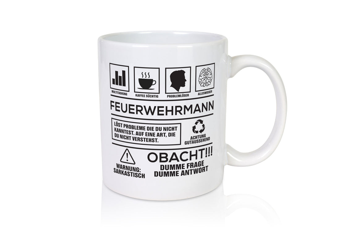 Achtung Probleme Feuerwehrmann | Feuerwehr lustig Humor Geschenkidee Geschenk Tasse