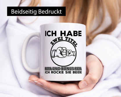 Papa und Bonus | Vater Tasse Männer Vatertag Geschenkidee Familie Humor