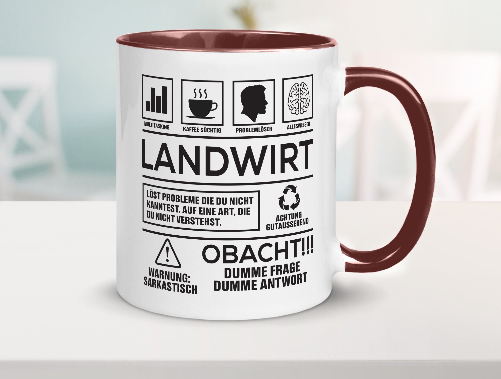 Achtung Probleme Landwirt | Bauer Landwirtschaft Geschenkidee Humor Tasse